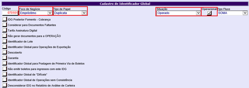 Figura 3 - Cadastro do Identificador Global