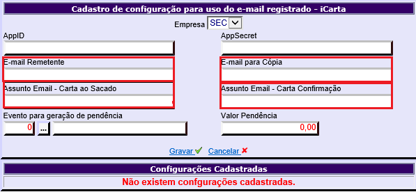 Figura 4 - Configurações do e-mail