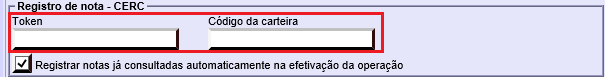 Figura 1 - Configuração Token CERC