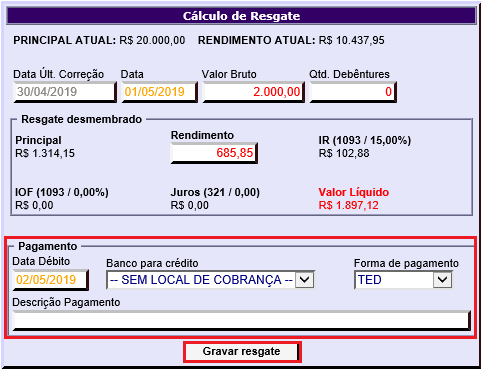 Figura 7 - Informações pagamento