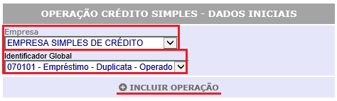 Figura 5 - Inclusão de Operação Crédito Simples