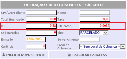 Figura 8 - Cálculo IOF