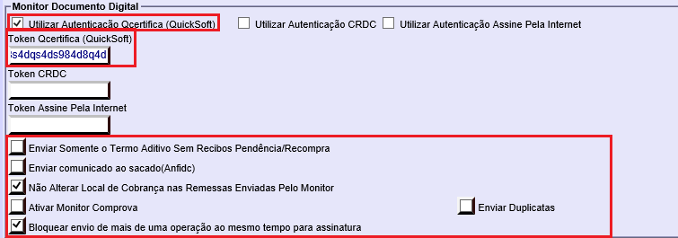 Figura 3 - Campos para inserir as configurações