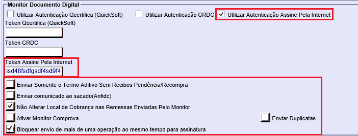 Figura 3 - Campos para inserir as configurações