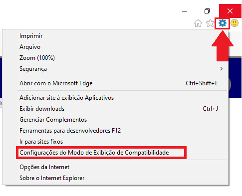 Figura 2 - 'Configurações do Modo de Exibição de Compatibilidade'