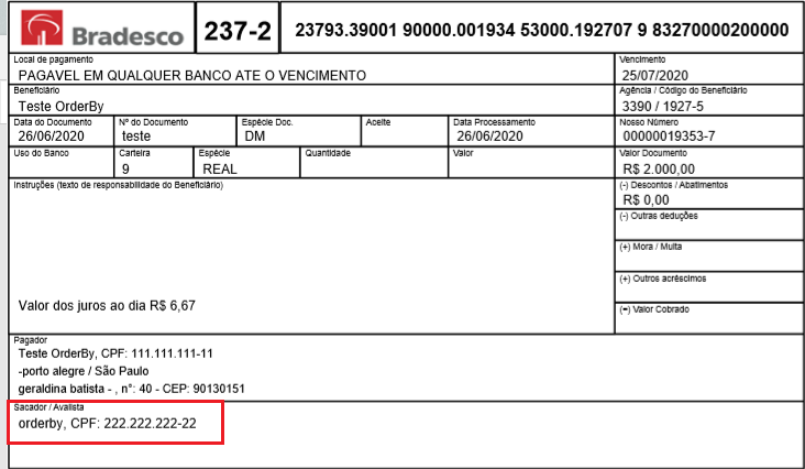 Figura 6 - Boleto de Cobrança