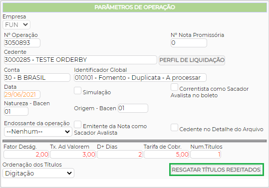 Figura 3 - Botão para resgatar títulos