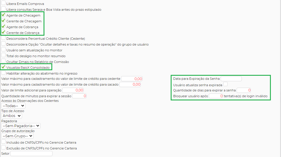 Figura 5 - Opções mais utilizadas