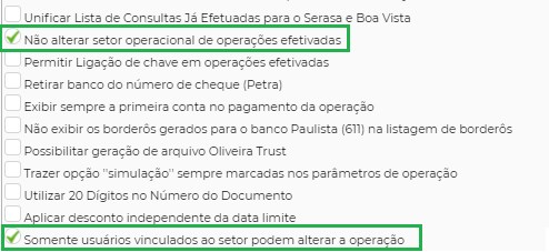 Figura 6 - Permissões sobre setores