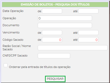 Figura 2 - Parâmetros de Pesquisa