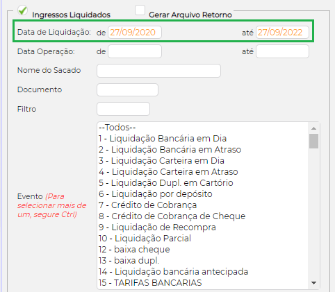 Figura 8 - Data de Liquidação