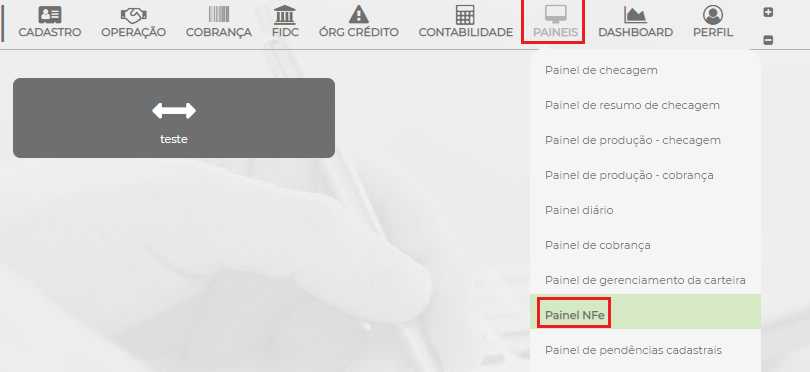 Figura 6 – Localização do Painel NFe