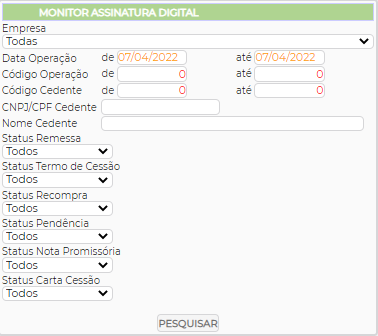 Figura 3 - Parâmetros de seleção