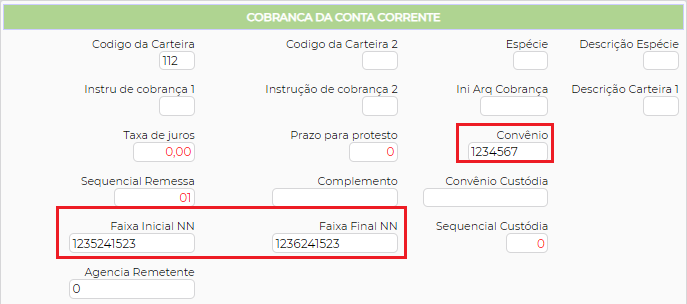 Figura 1 – Campos Obrigatórios para conta Diretiva ARBI