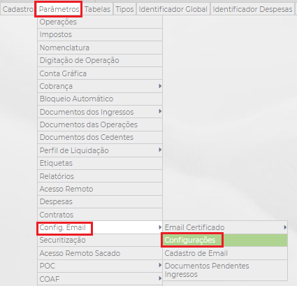 Figura 1 – Caminho para configuração.