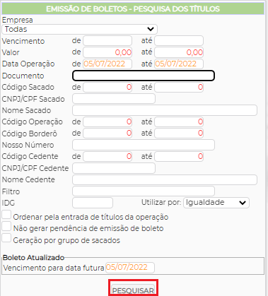Figura 4 – Pesquisa dos boletos.