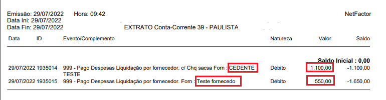 Figura 6 – Extrato Lançamento unificado