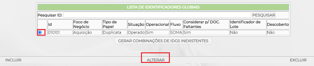 Figura 5 – Alterar o IDG