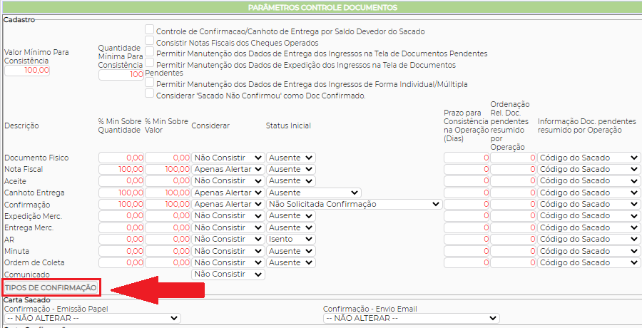 Figura 7 - Caminho Tipos de Confirmação