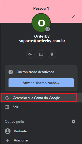 Figura 1 – Gerenciar sua Conta do Google