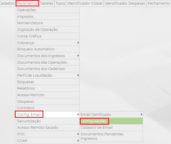 Figura 6 – NetFactor/Configuração de e-mail.