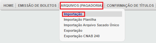 Figura 6 – Importação .txt via acesso do sacado. 