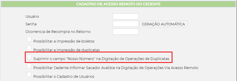 Figura 4 - Parametrização Acesso Remoto