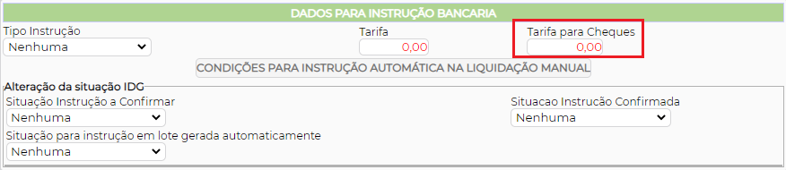 Figura 2 – Opção para inerir o valor da tarifa dentro da configuração do evento.