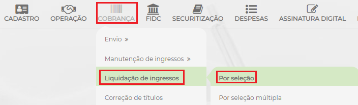 Figura 1 – Caminho Liquidação de Ingressos por Seleção