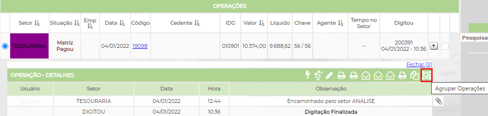 Figura 6 – Monitor resumido/Agrupar