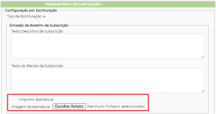 Figura 8 – Parametrização de Assinatura do Boletim