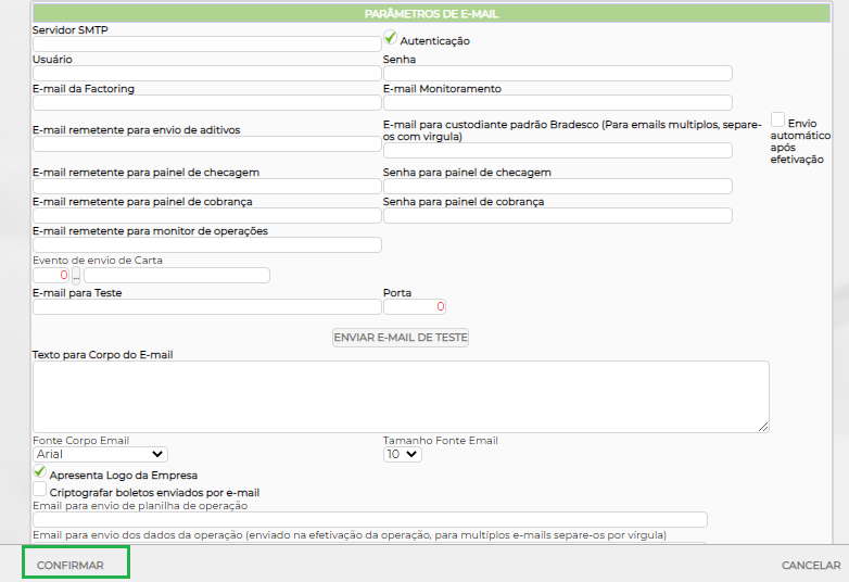 Figura 2 – Configuração SMTP