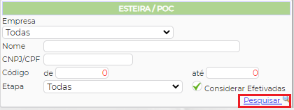 Figura 2 - Pesquisa esteira POC