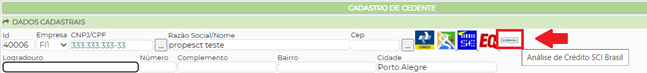 Figura 6 - Consulta pelo cadastro do cedente