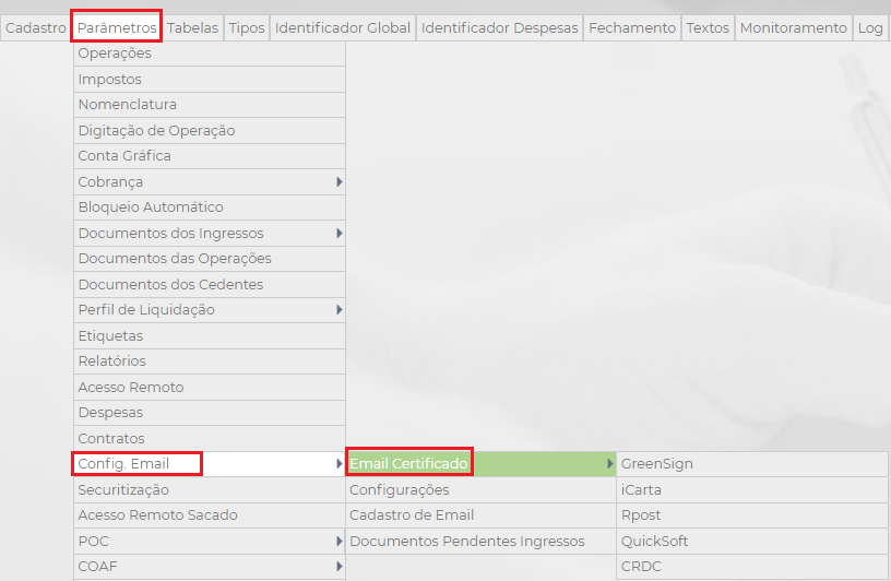 Figura 1 – Configuração Empresas Parceiras.