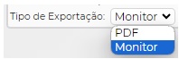 Figura 3 - Seleção do tipo de exportação no relatório de comissões