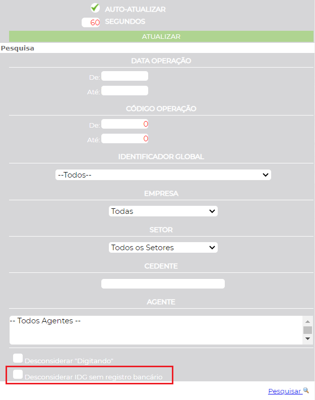 Figura 6 - Desconsiderar IDG sem registro bancário